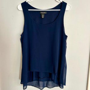 Layered Navy Blue Tank Blouse by White I Black, Size S